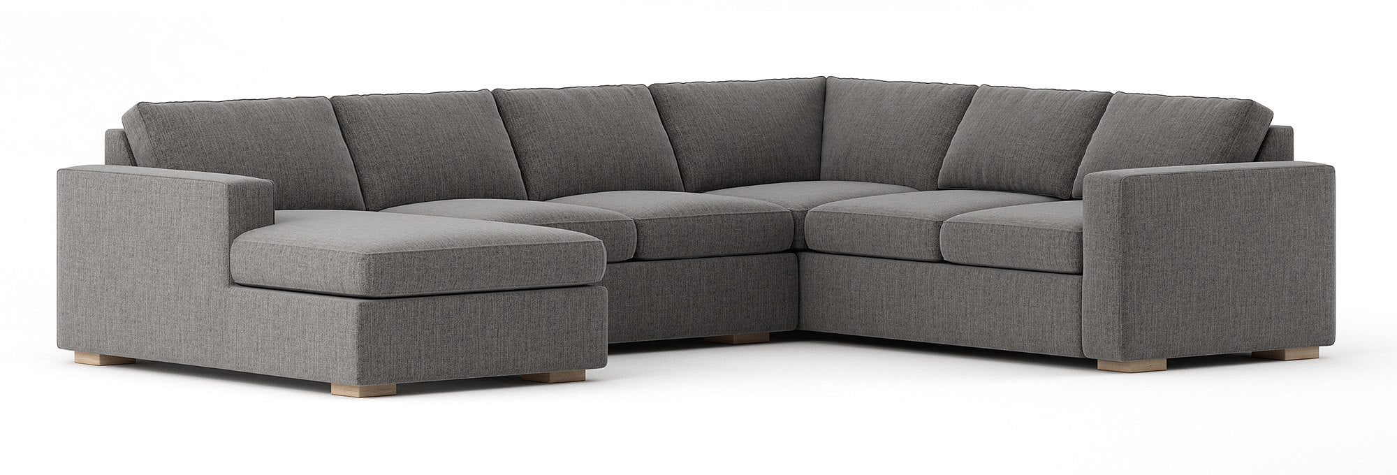 G: Chaise Left 126" shown in Smart Aluminum fabric and maple legs.