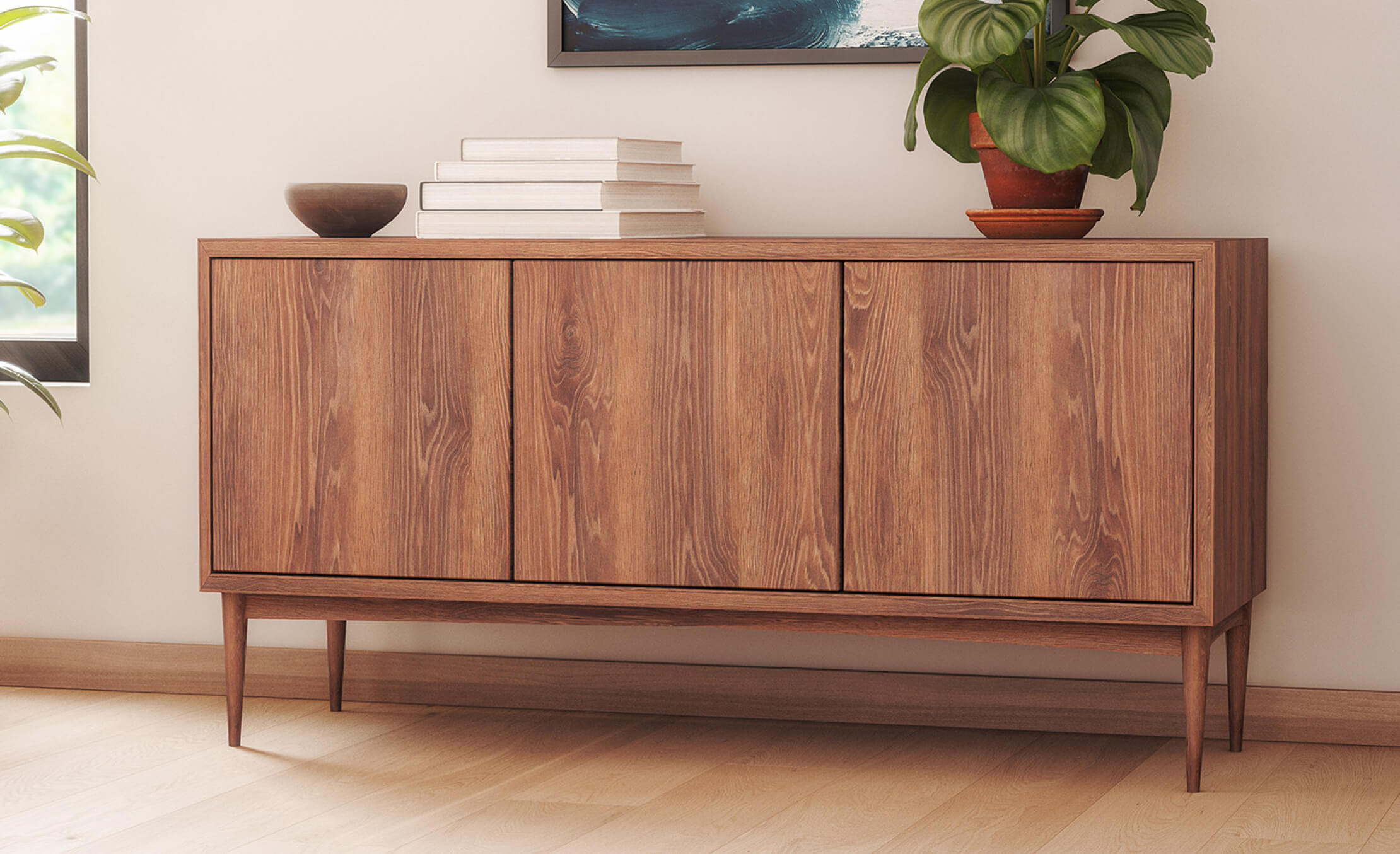 IRL: Emilia 3-Door Credenza in Walnut wood