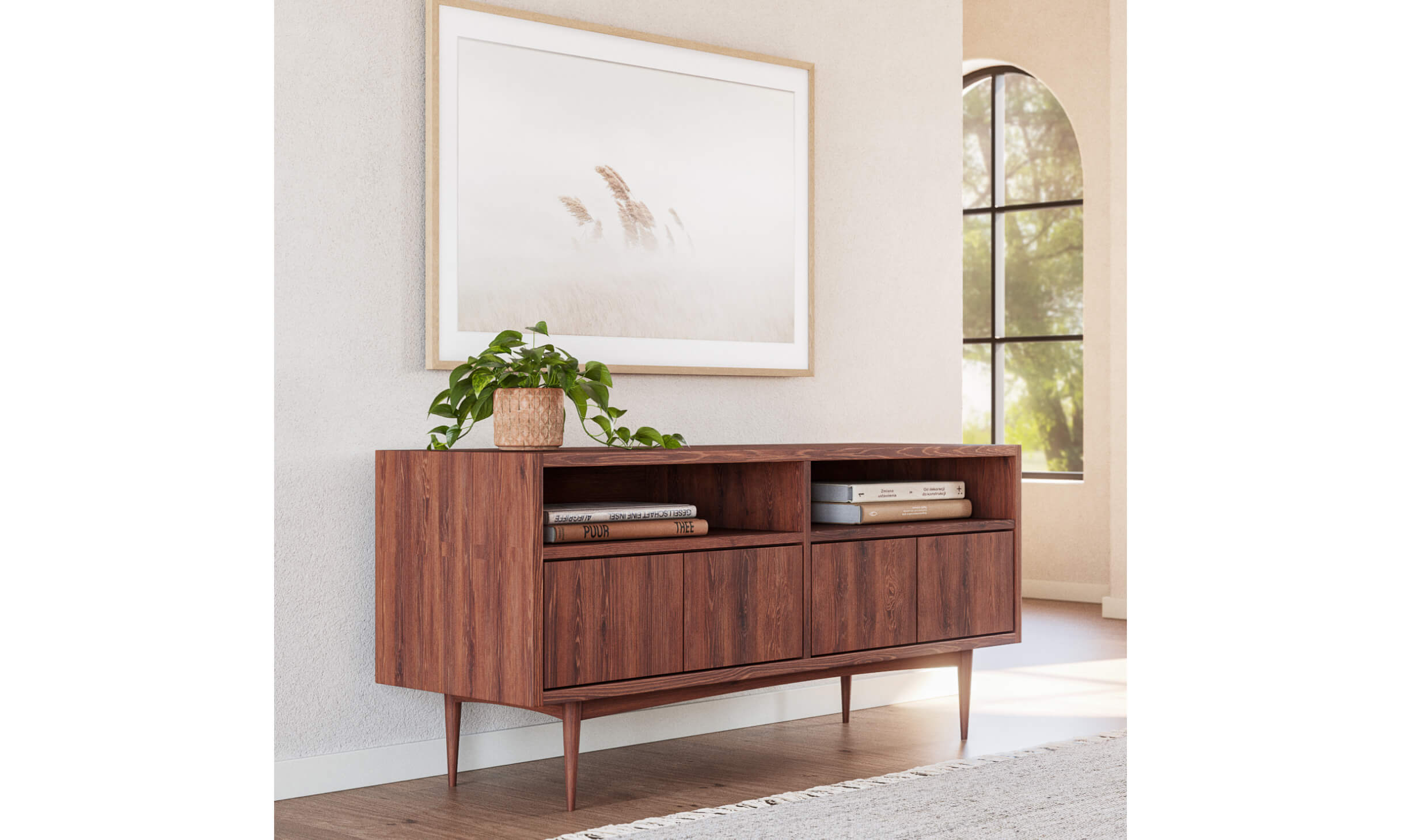 Max Media Center shown in Walnut