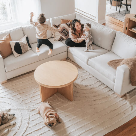 Rio Corner Sectional in Texture Oyster fabric