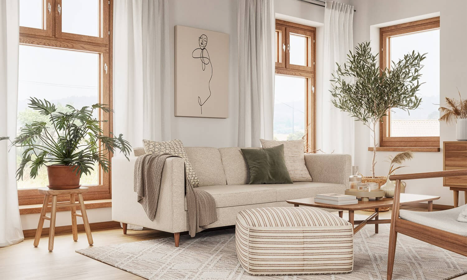 IRL: Mota Sofa shown in Alpine Dove fabric and Thom Cafe legs