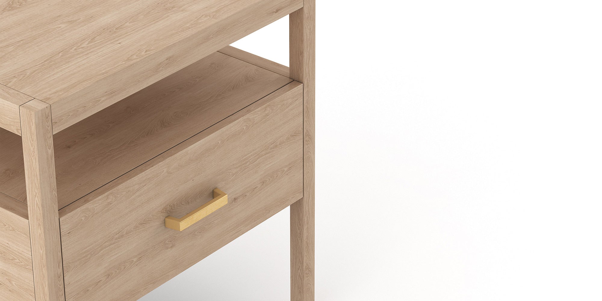 IRL: Shown in solid Maple highlighting the decorative brass pull