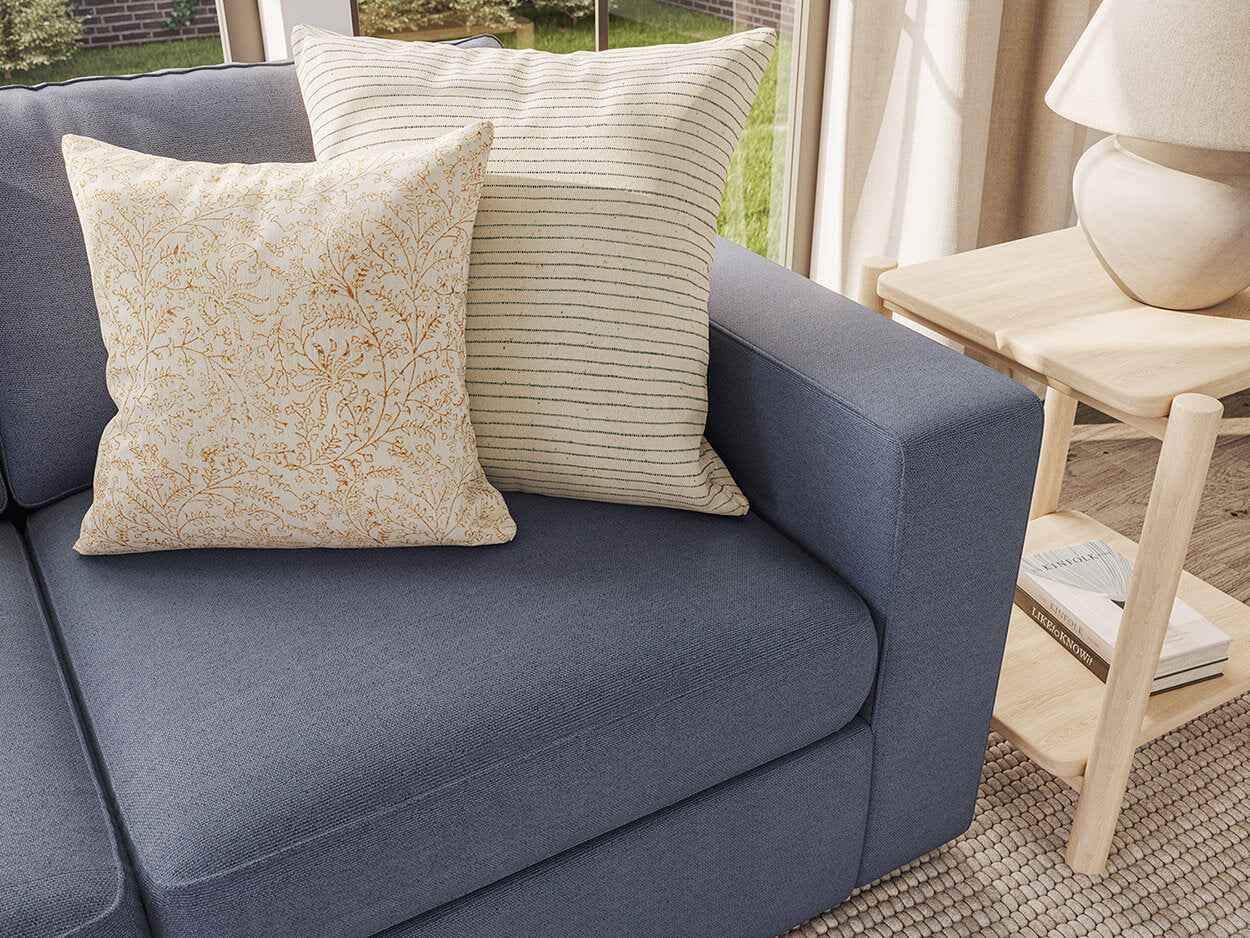 IRL: Rio Sofa shown in Alpine French Blue fabric