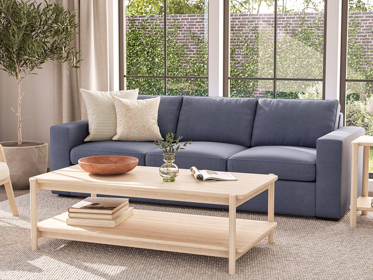 IRL: Rio Sofa shown in Alpine French Blue fabric