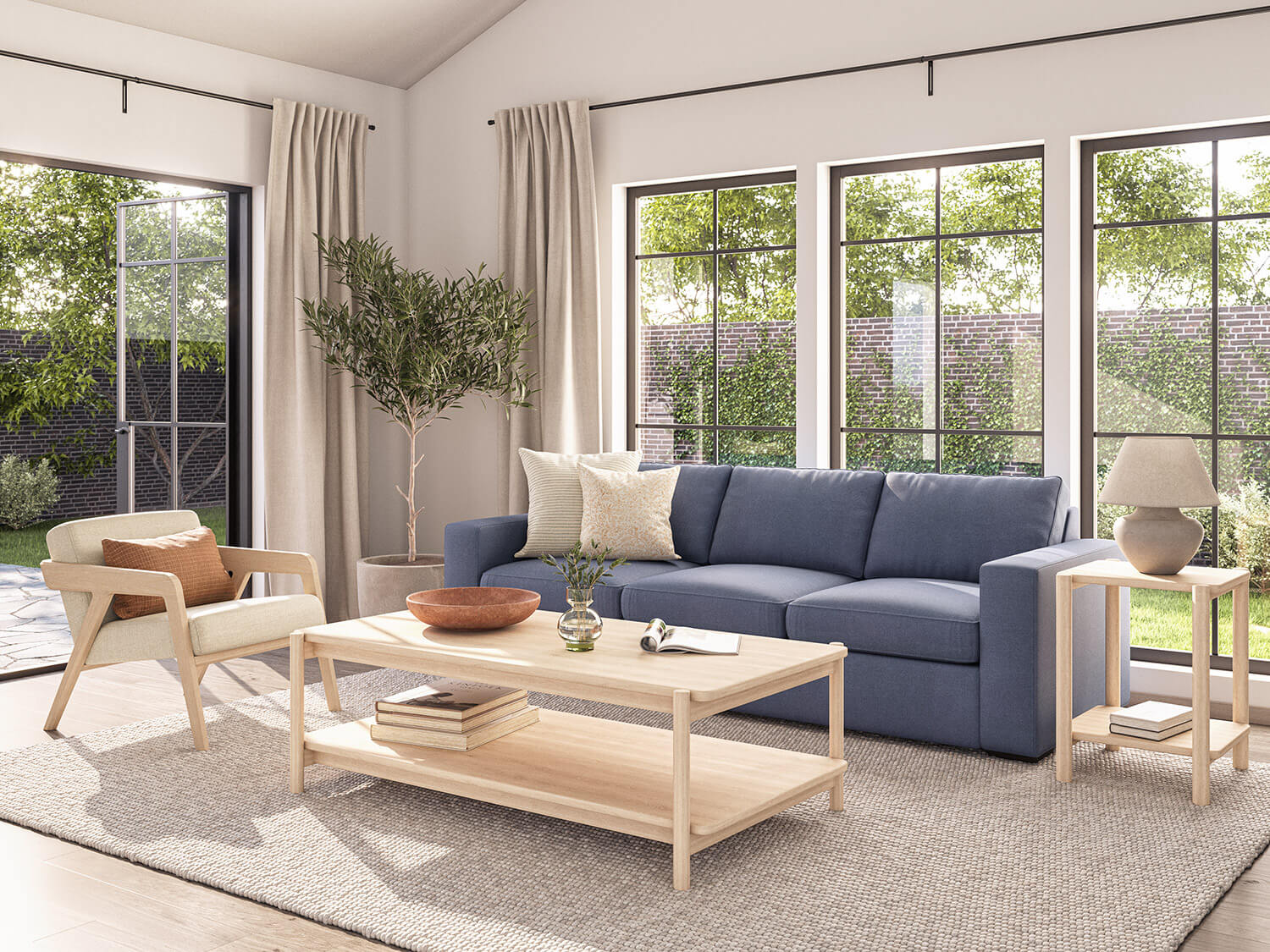 IRL: Rio Sofa shown in Alpine French Blue fabric