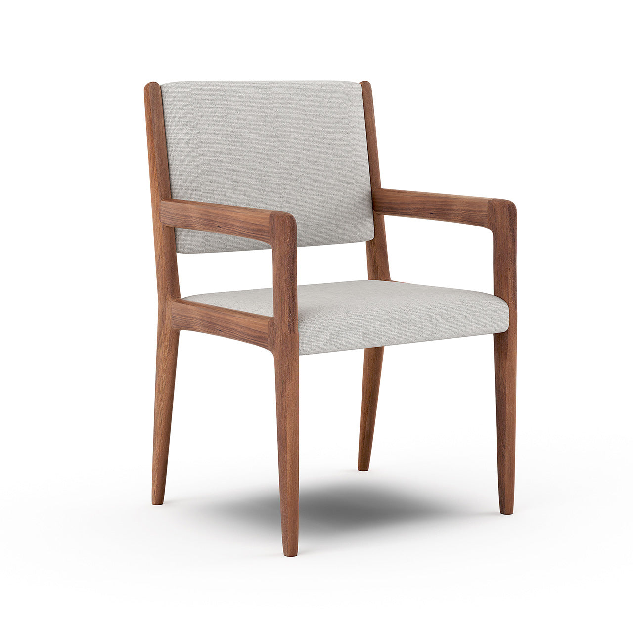 Shown in Texture Haze fabric and walnut frame