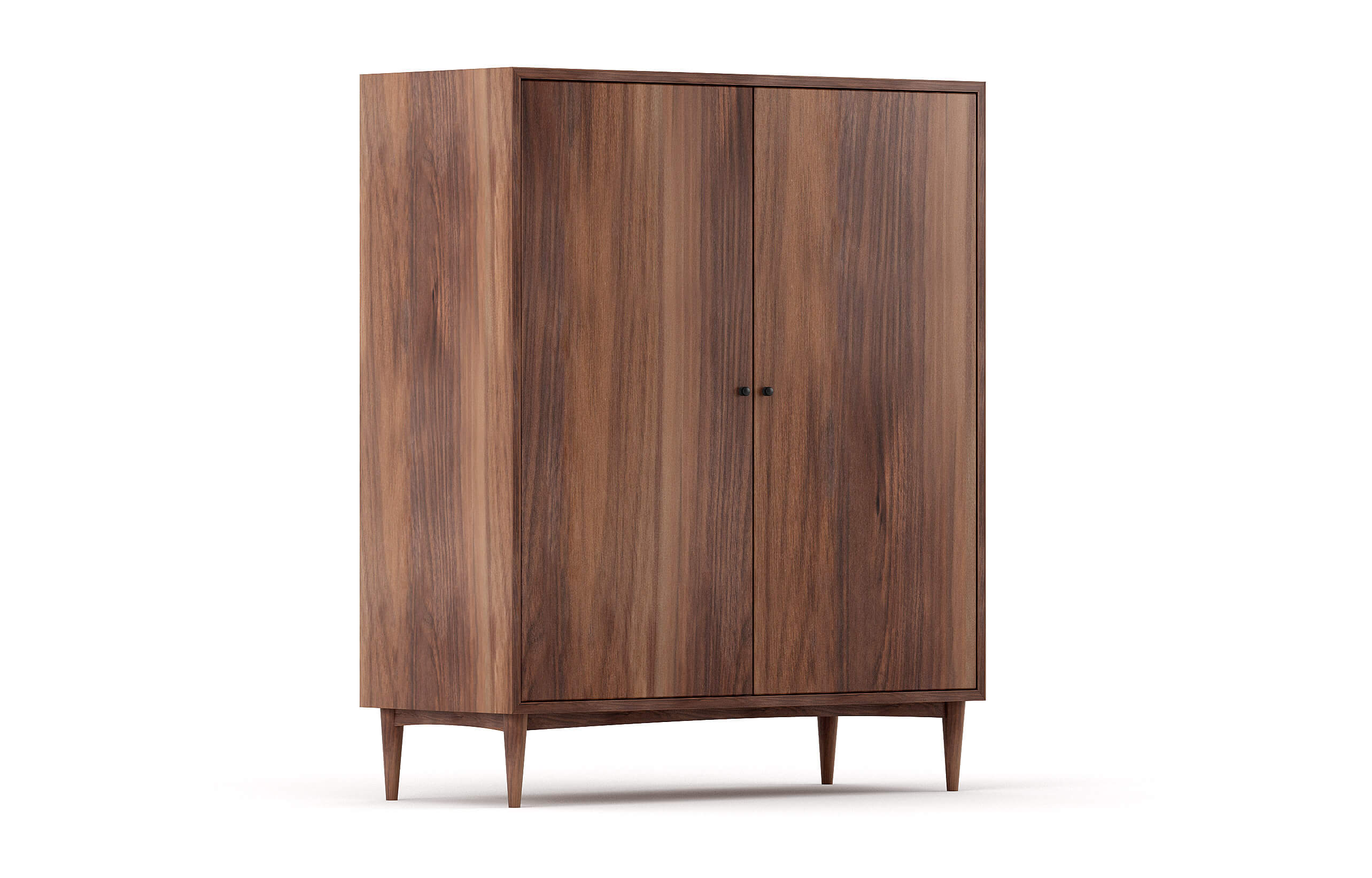 G: Atten Armoire shown in Walnut with Black Knobs