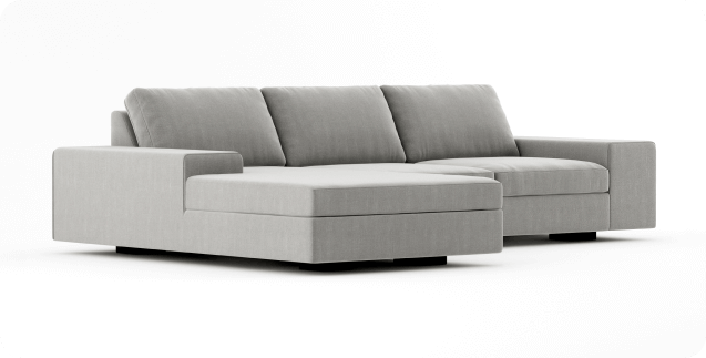 grey blumen sectional at an angle