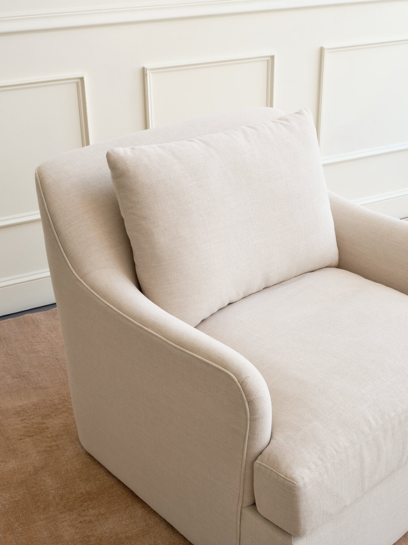 IRL: Kaydan Swivel Chair in Huckleberry Chenille Sorrell fabric