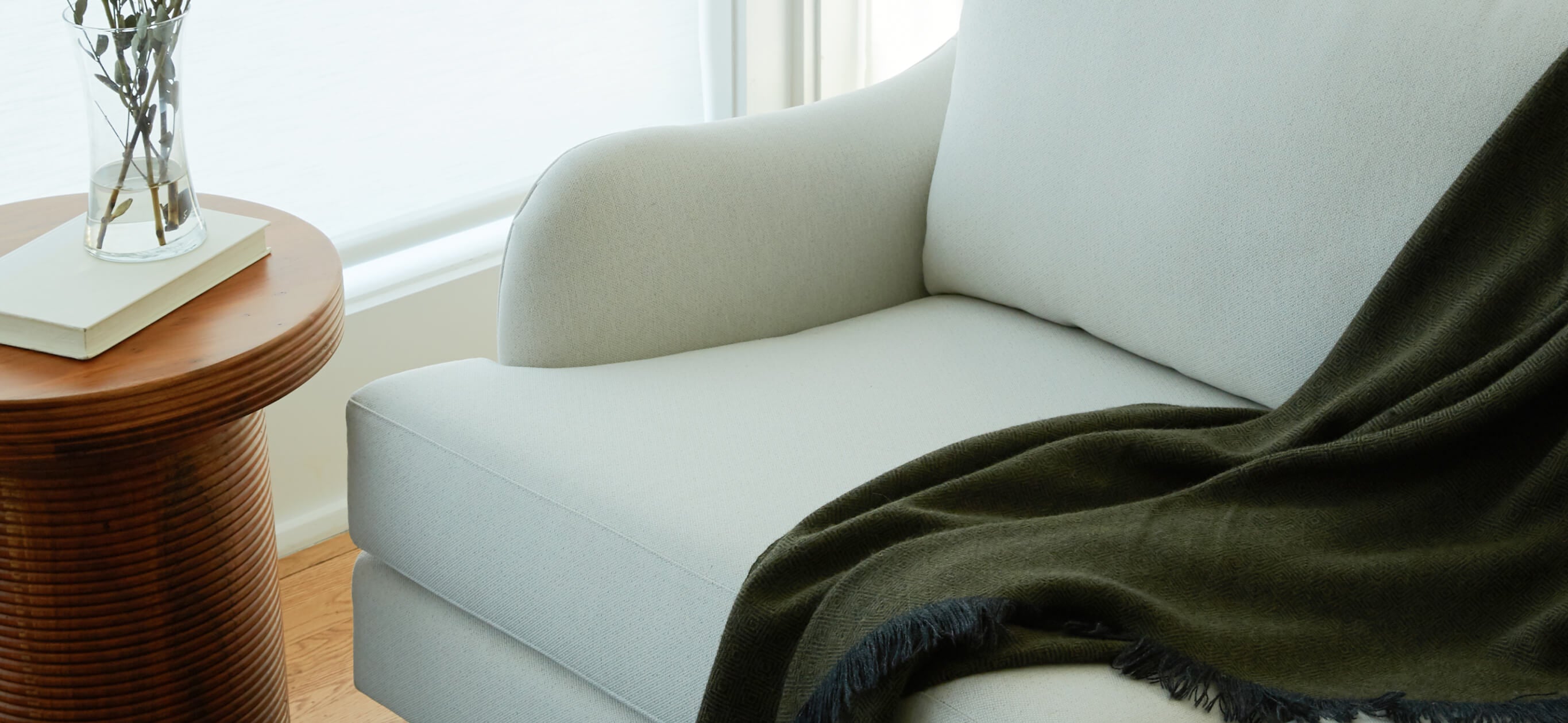 Closeup of Natural latex + Wool Kaydan Sofa