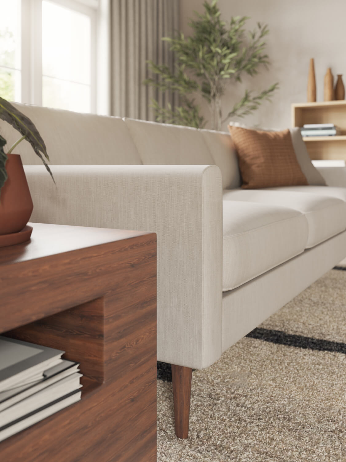 IRL: Lala Sectional in Meadow Natural fabric