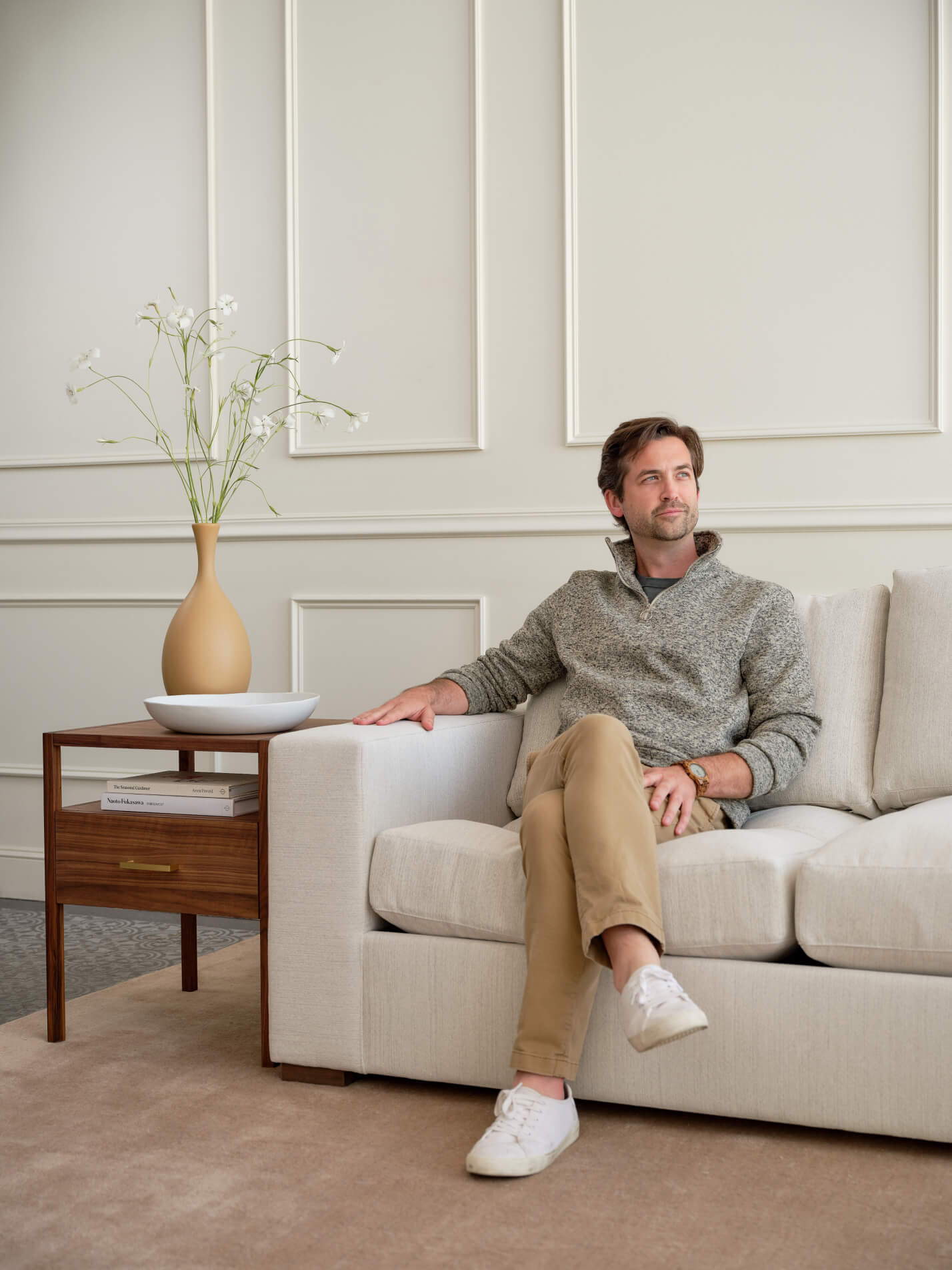 IRL: Rio Grand Corner Sectional in Elder Snow fabric