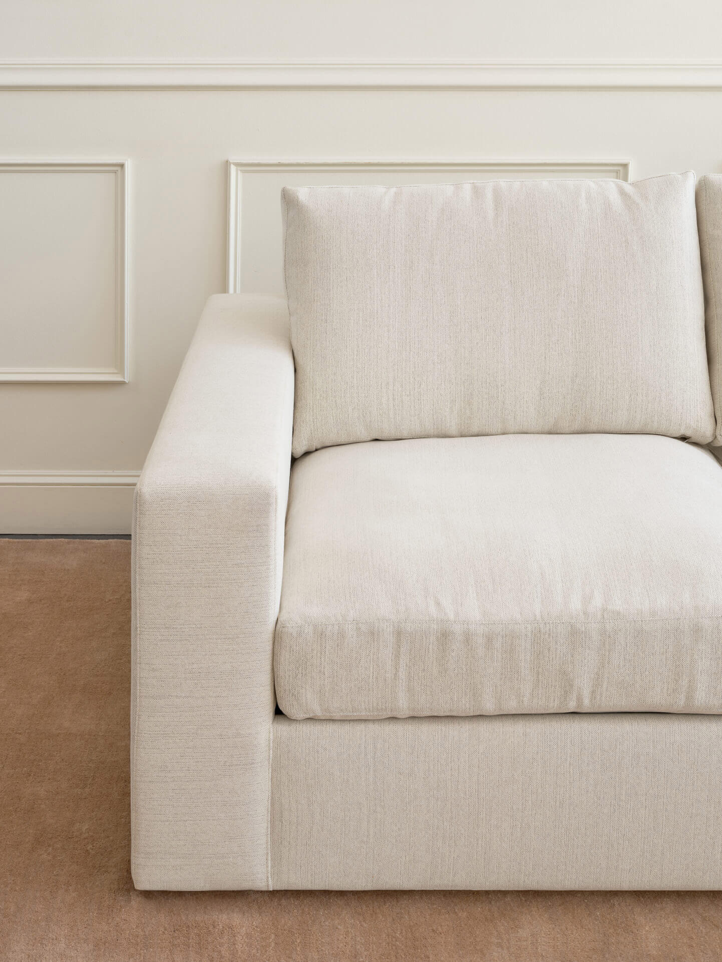 IRL: Rio Grand Corner Sectional in Elder Snow fabric