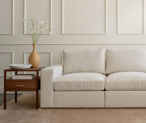 IRL: Rio Grand Corner Sectional in Elder Snow fabric