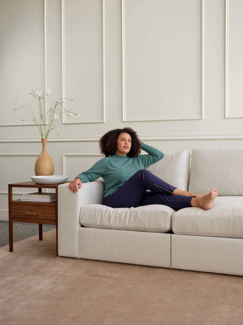 IRL: Rio Grand Corner Sectional in Elder Snow fabric