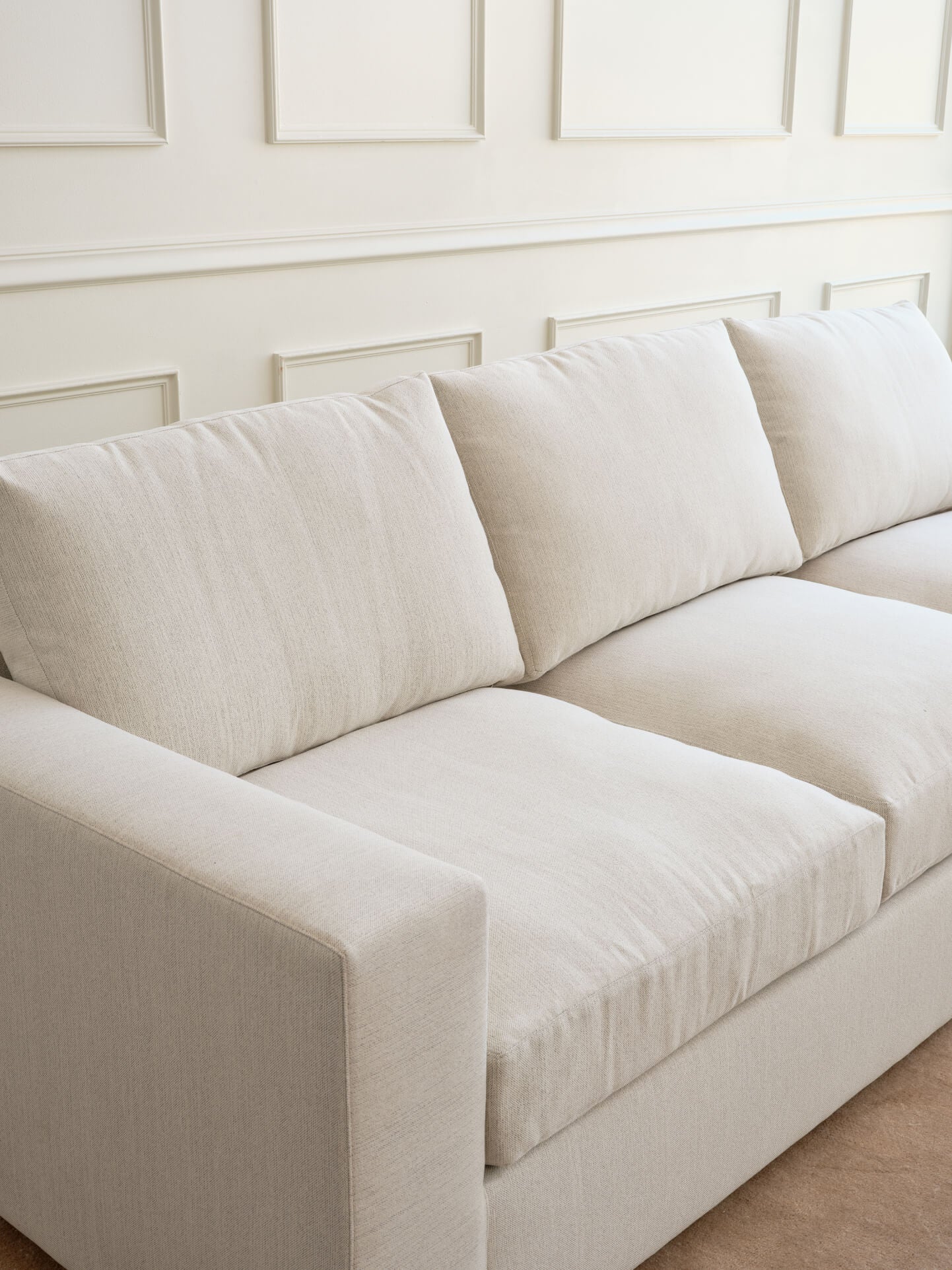 IRL: Rio Plush 106" Sofa in Elder Snow fabric