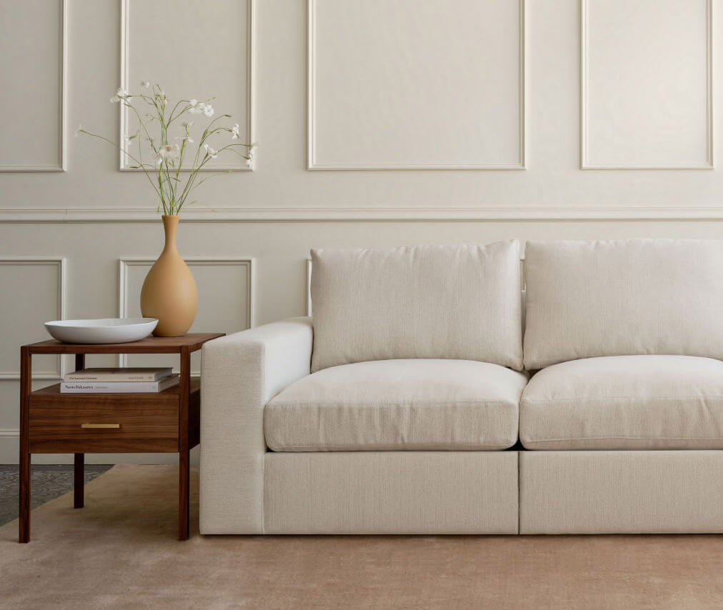 IRL: Rio Plush Corner Sectional in Elder Snow fabric