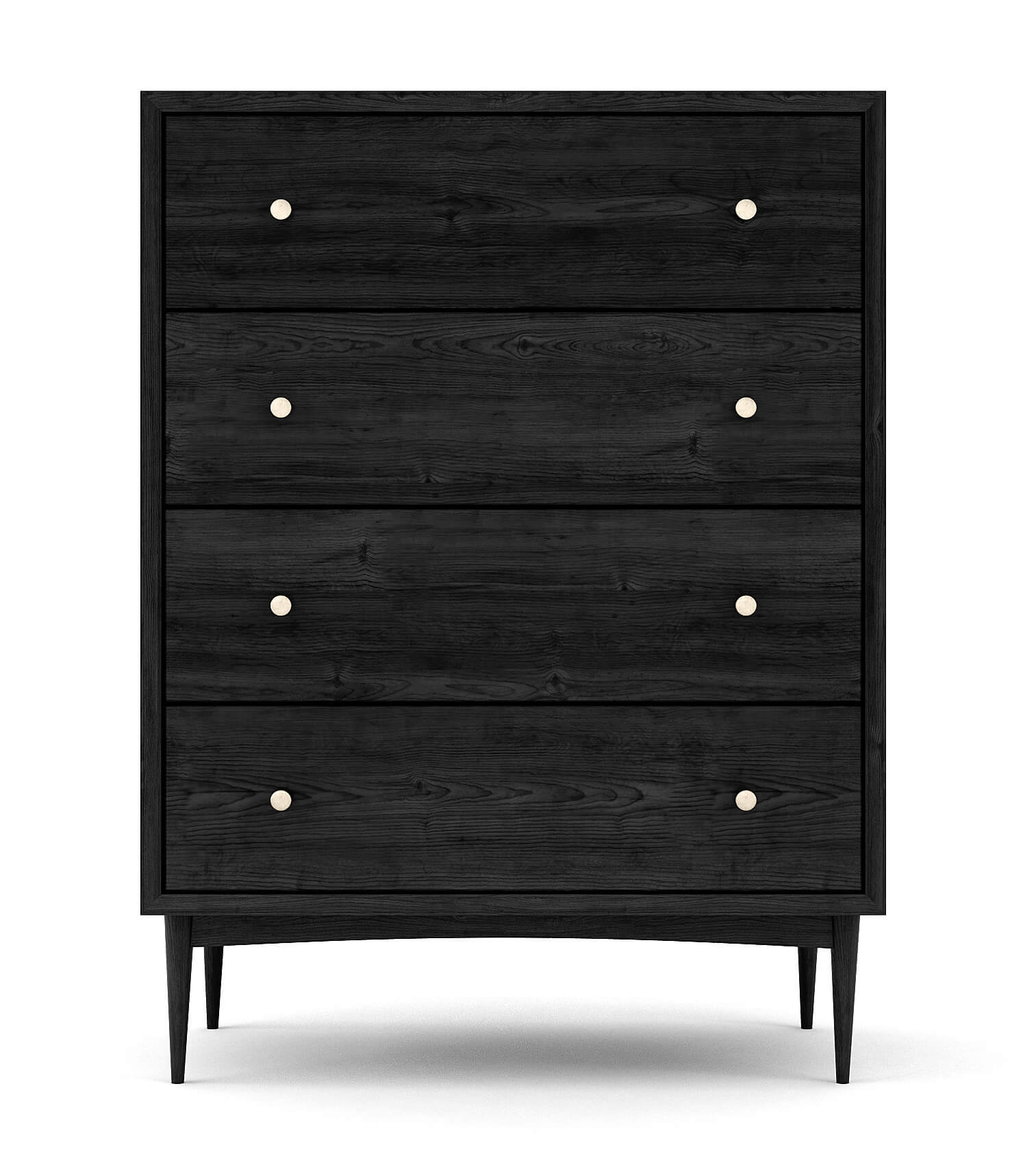 Shown in Black Oak with brass knobs