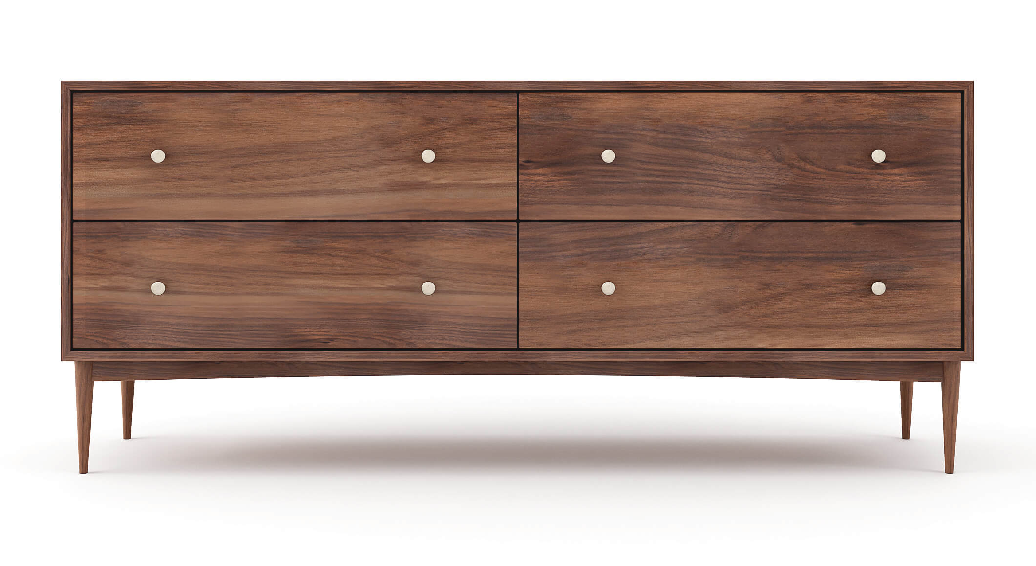 Shown in Walnut with Brass Knobs