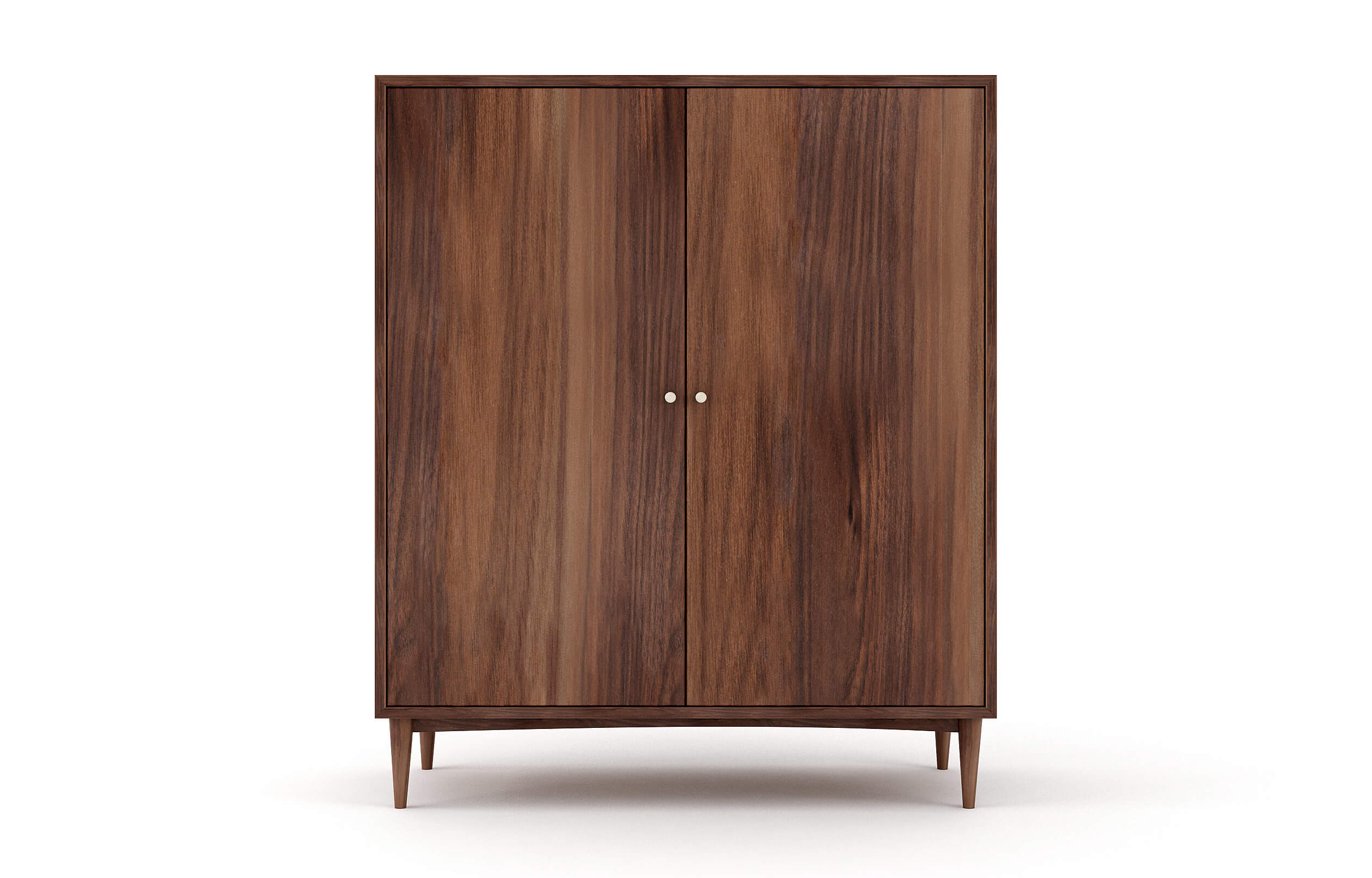 Atten Armoire shown in Walnut with Brass Knobs