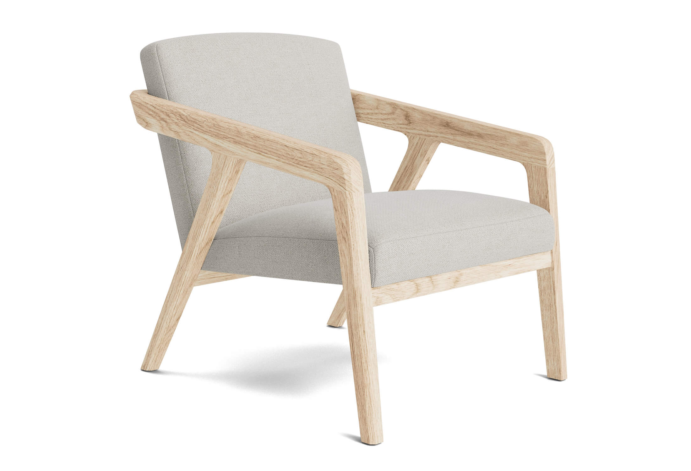 G: Shown in Stonecrop Linen Natural fabric and white oak frame