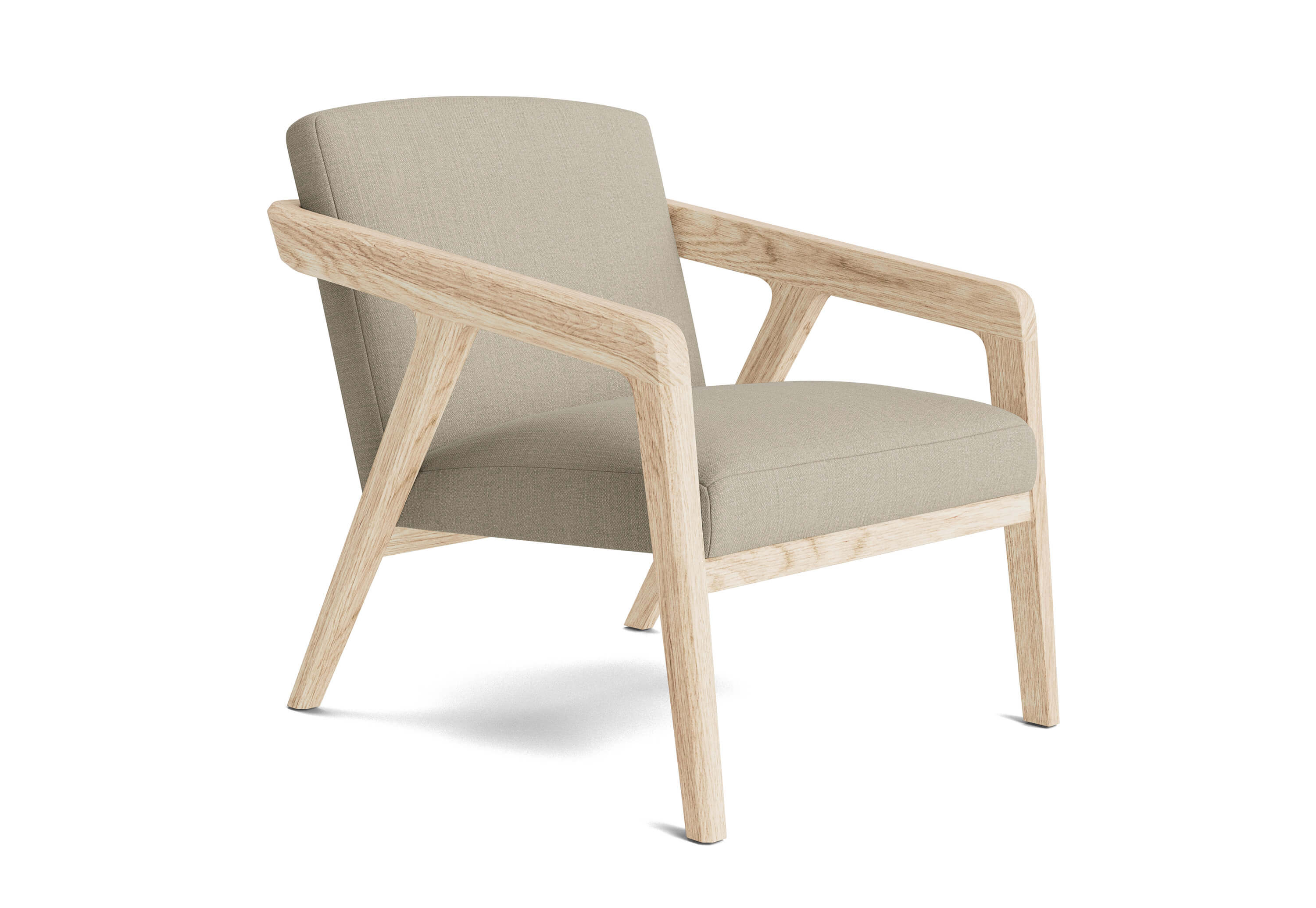 G: Burr Accent Chair in White Oak and Juneberry Pebble fabric