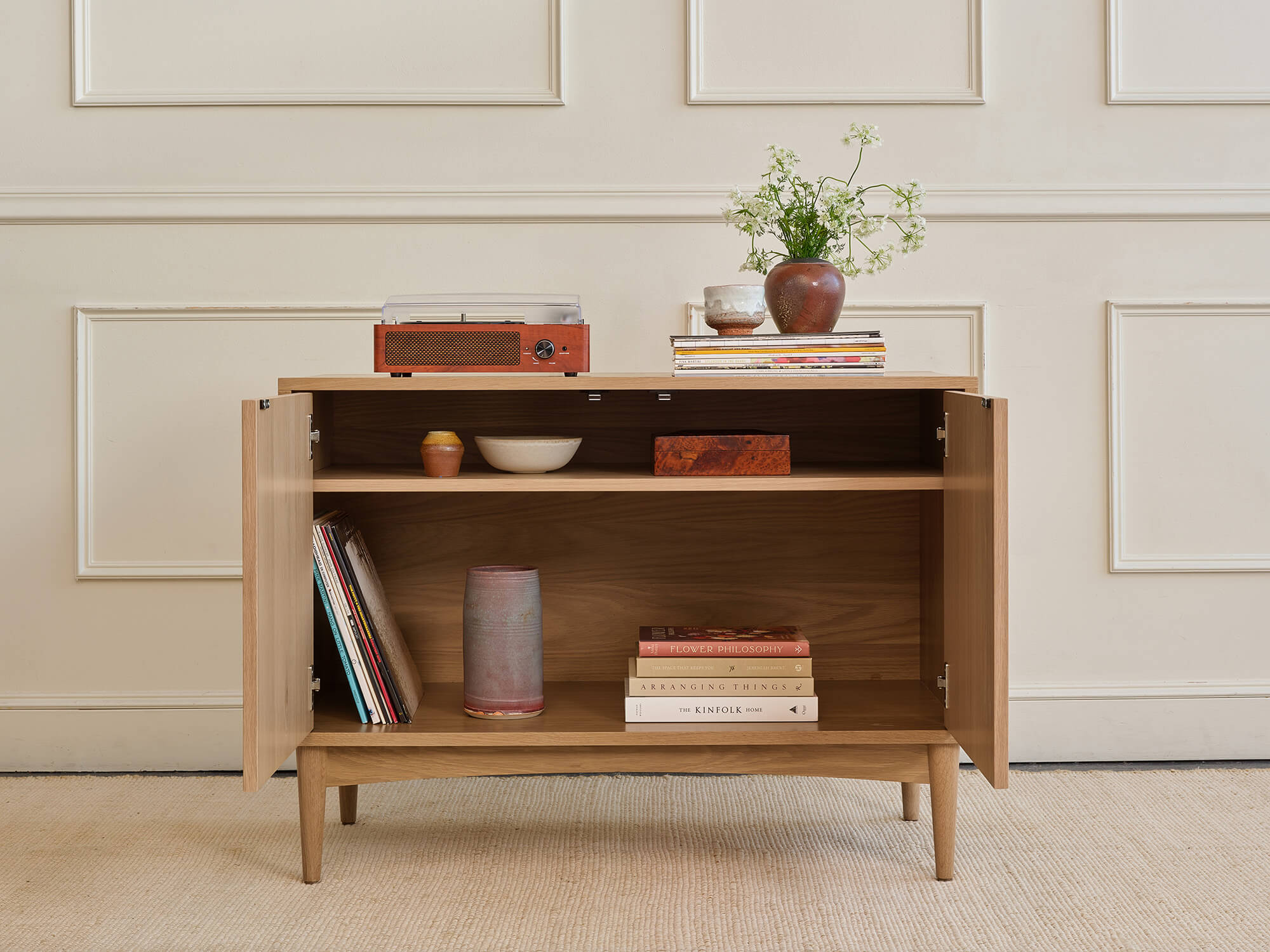 IRL: Emilia 2-Door Cabinet in white oak wood