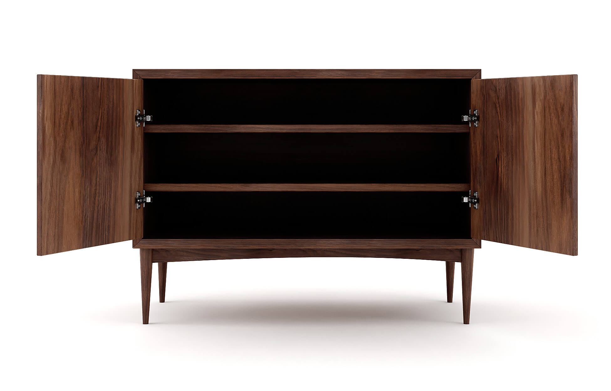 Emilia 2-Door Credenza in Walnut with 2 Shelves