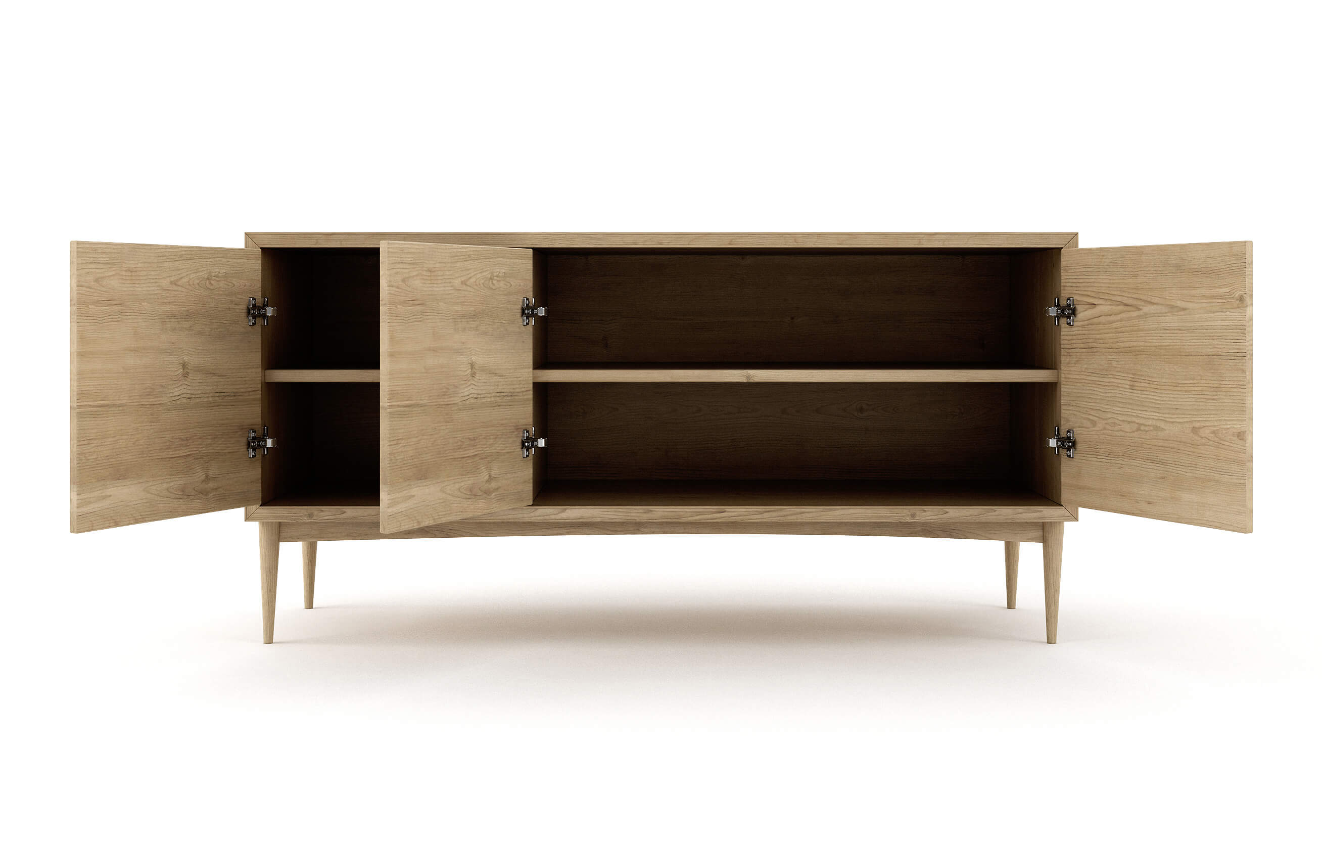 Emilia 3-Door Credenza in White Oak with 1 Shelf