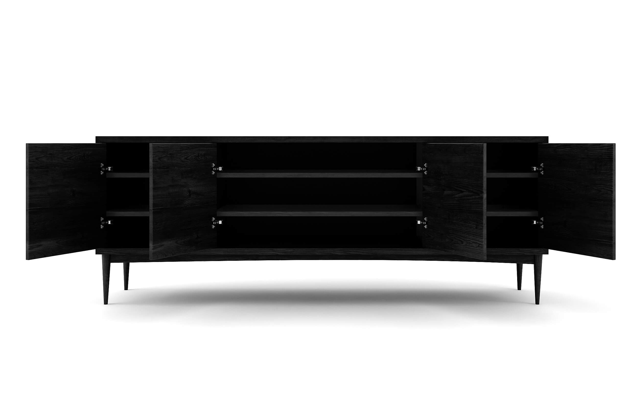Emilia 4-Door Credenza in Black Oak with 2 Shelves