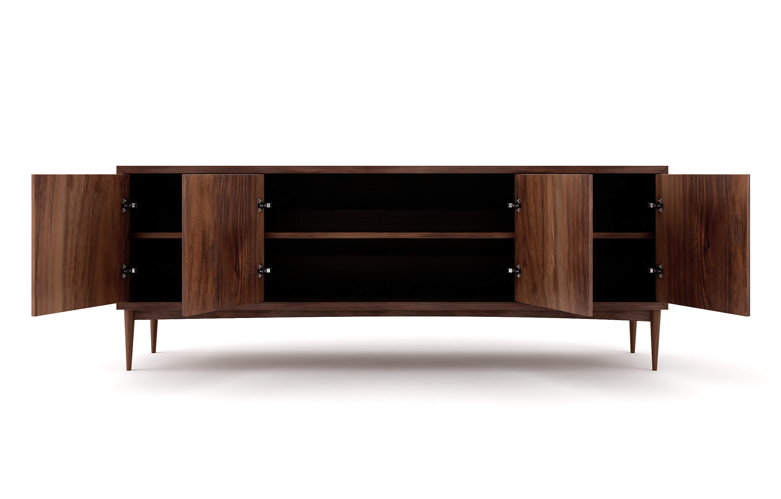 Emilia 4-Door Credenza in Walnut with 1 Shelf