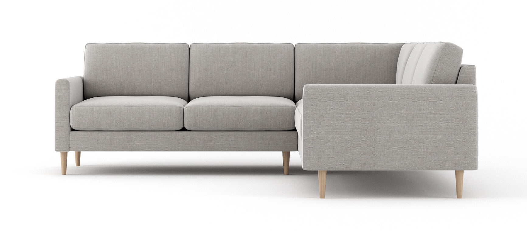 G: Lala Corner Sectional shown in linara porridge fabric and Thom Maple legs