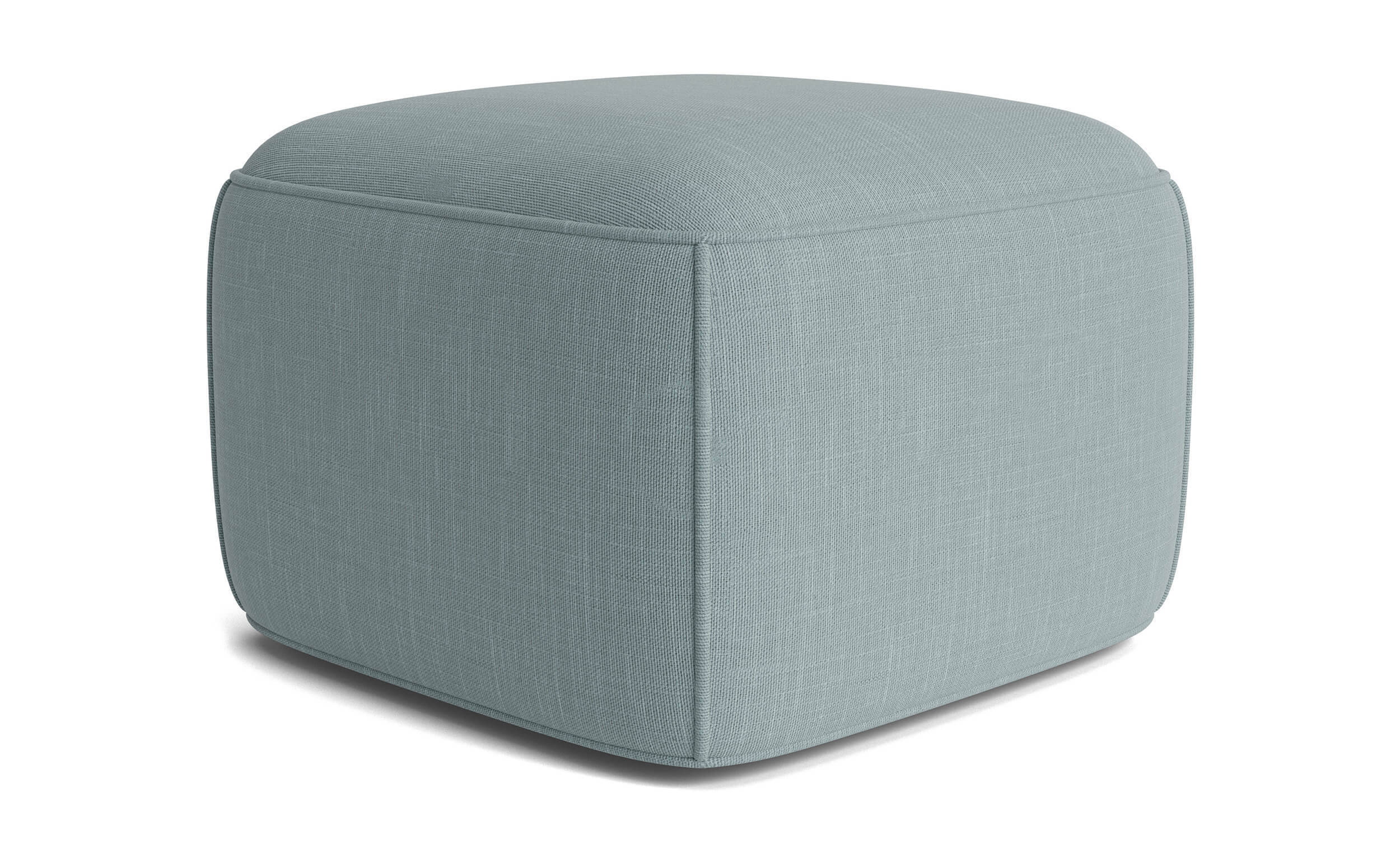 G: Mayer Pouf in Larkspur Steel fabric