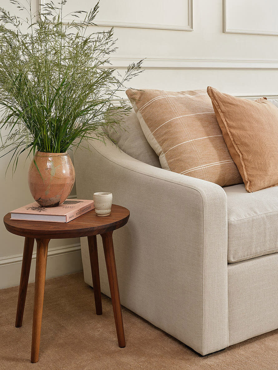 IRL: Meera Chair in Huckleberry Chenille Sorrell fabric