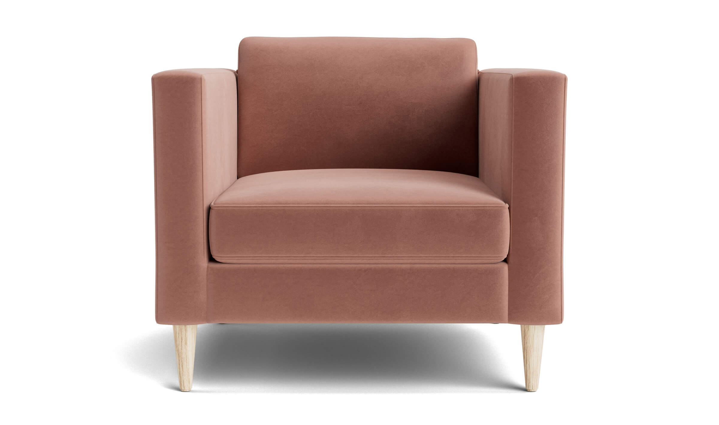 G: Shown in Aster Clay Velvet with white oak legs