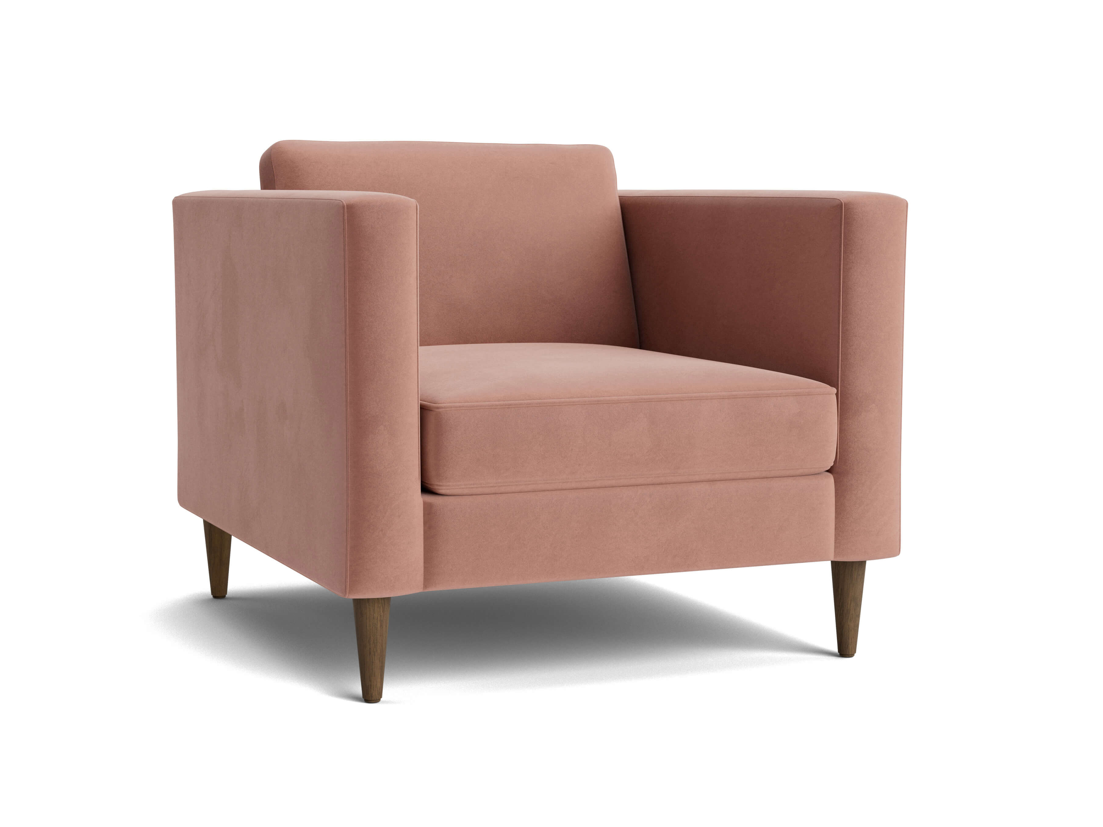 G: Shown in Aster Clay Velvet with white oak legs