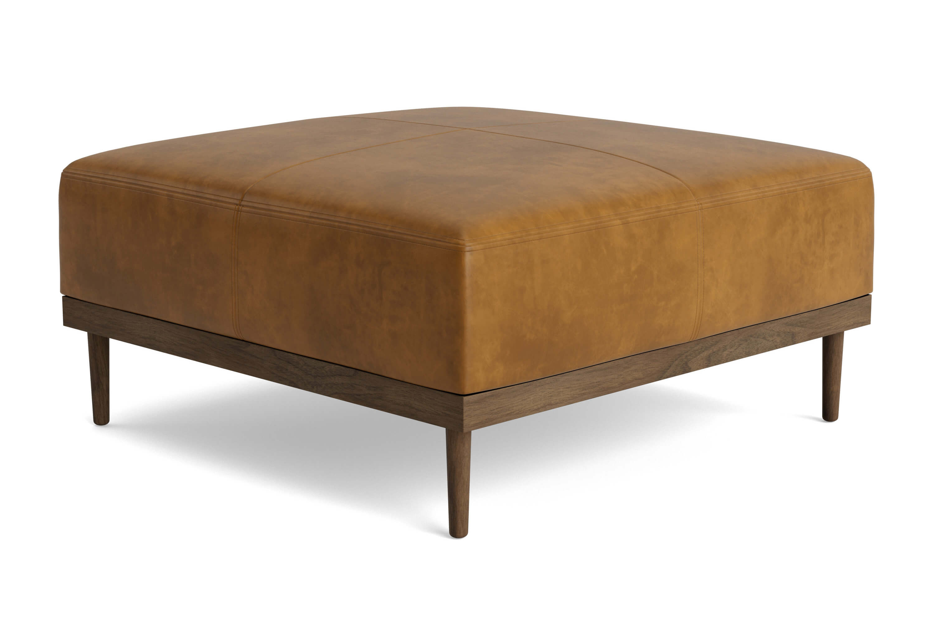 G: Noah Ottoman in Milo Spice Leather and Walnut base