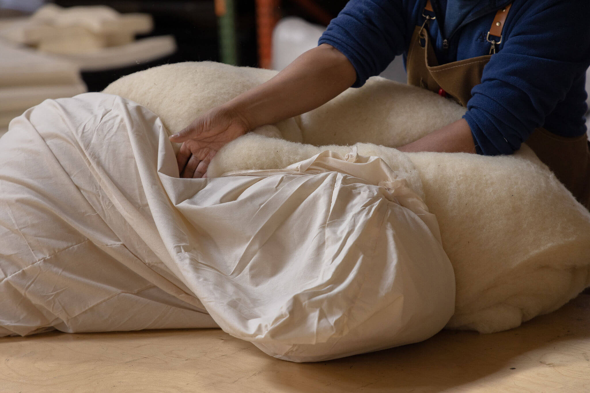 stuffing a wool cushion