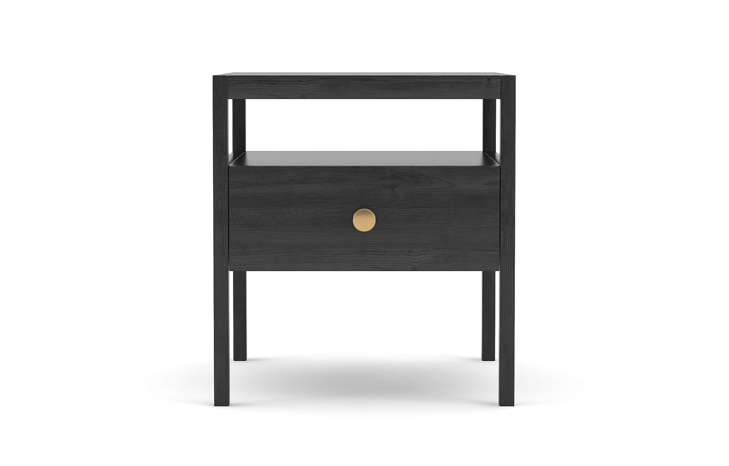 Palder Nightstand in Black Oak with Brass Knob