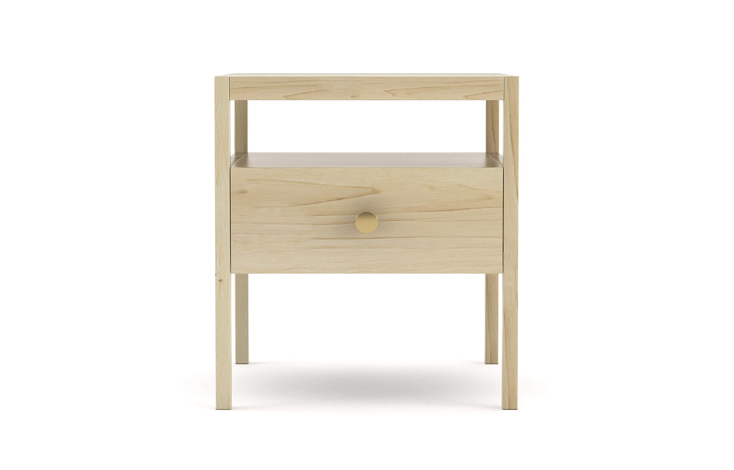 Palder Nightstand in Maple with Brass Knob