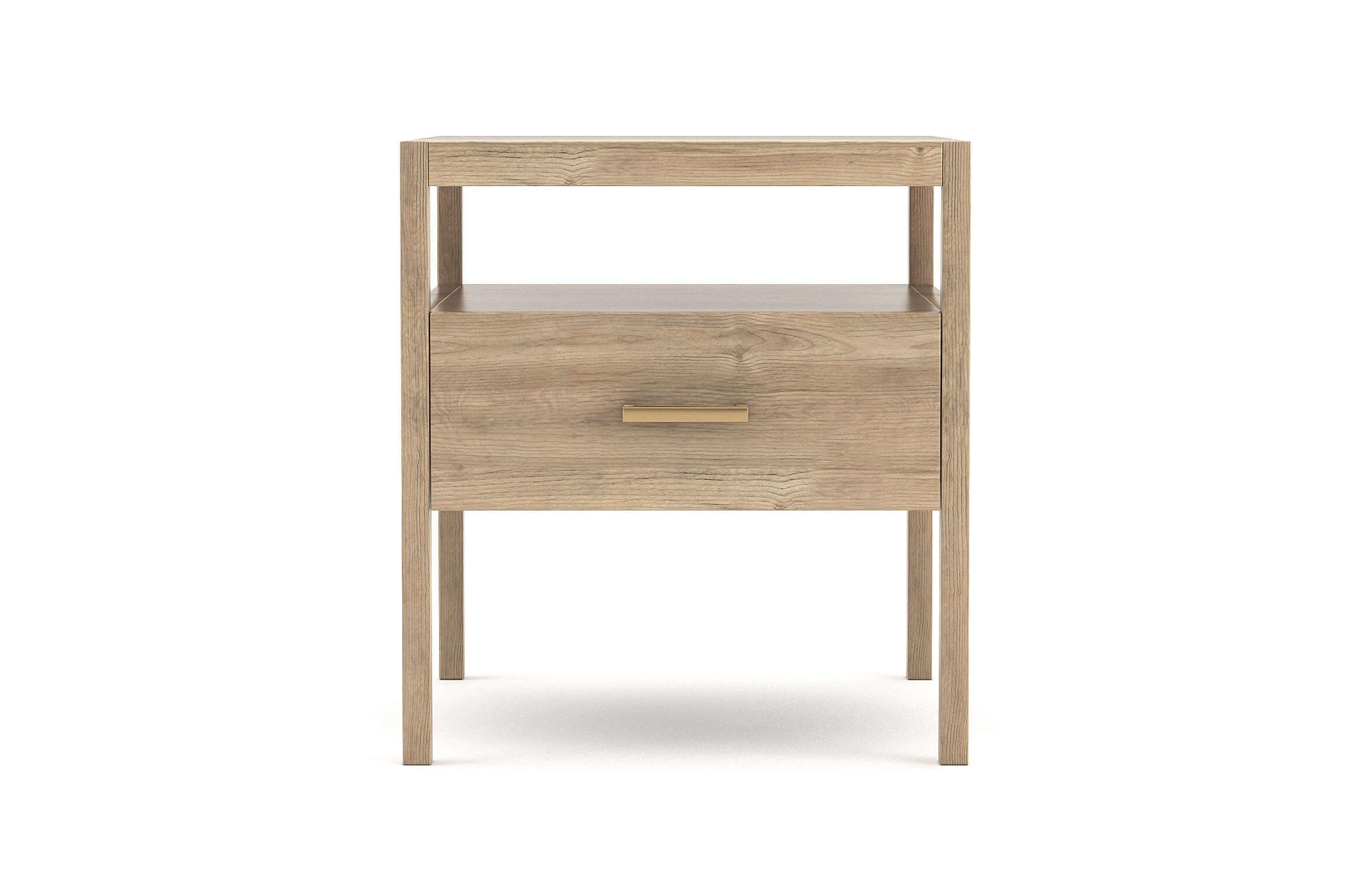 Palder Nightstand in White Oak with Brass Pull