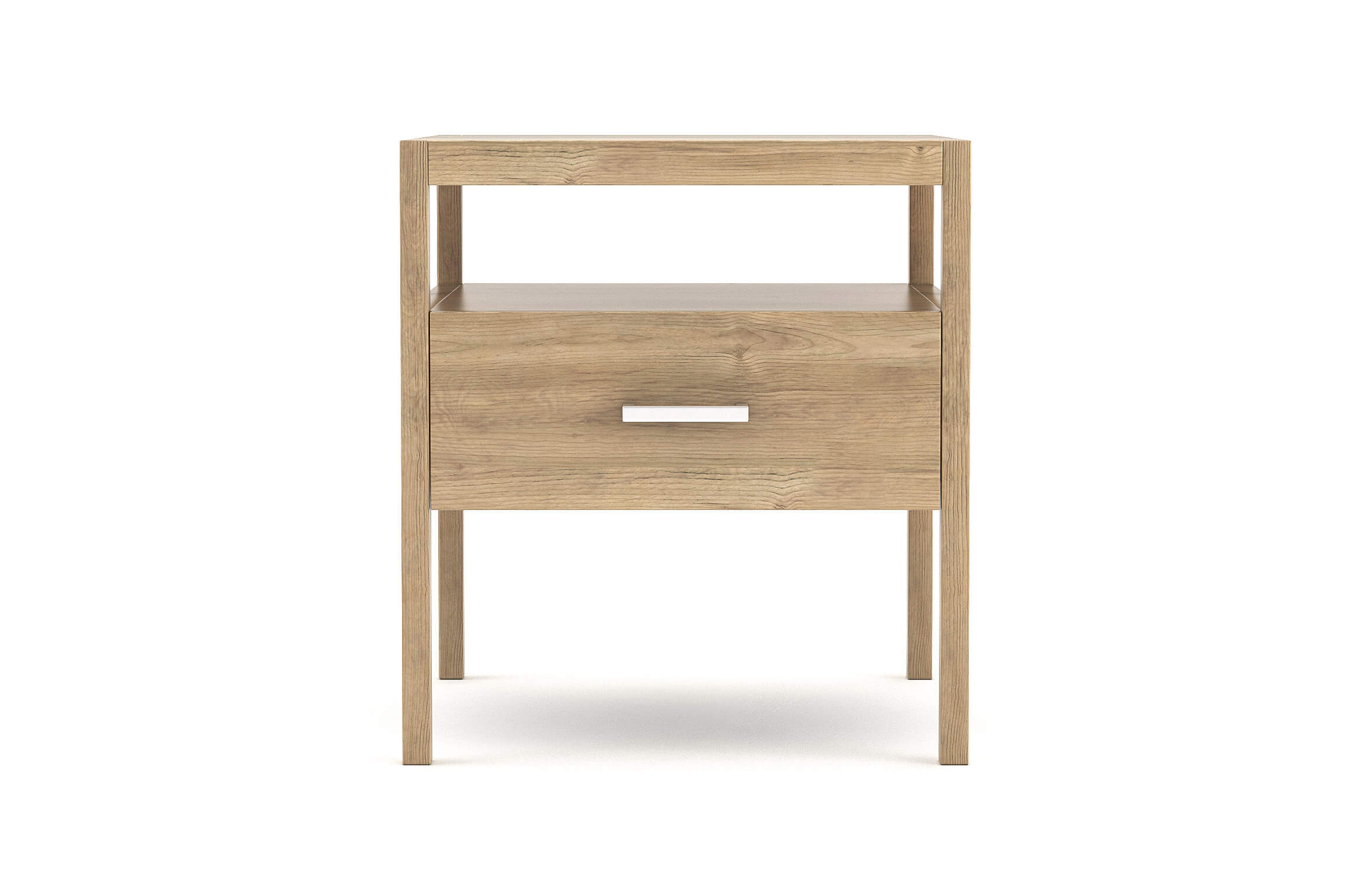 Palder Nightstand in White Oak with Brushed Nickel Pull