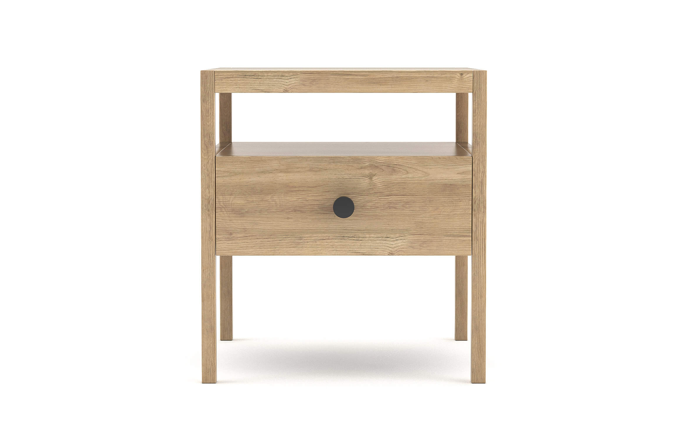 Palder Nightstand in White Oak with Black Knob