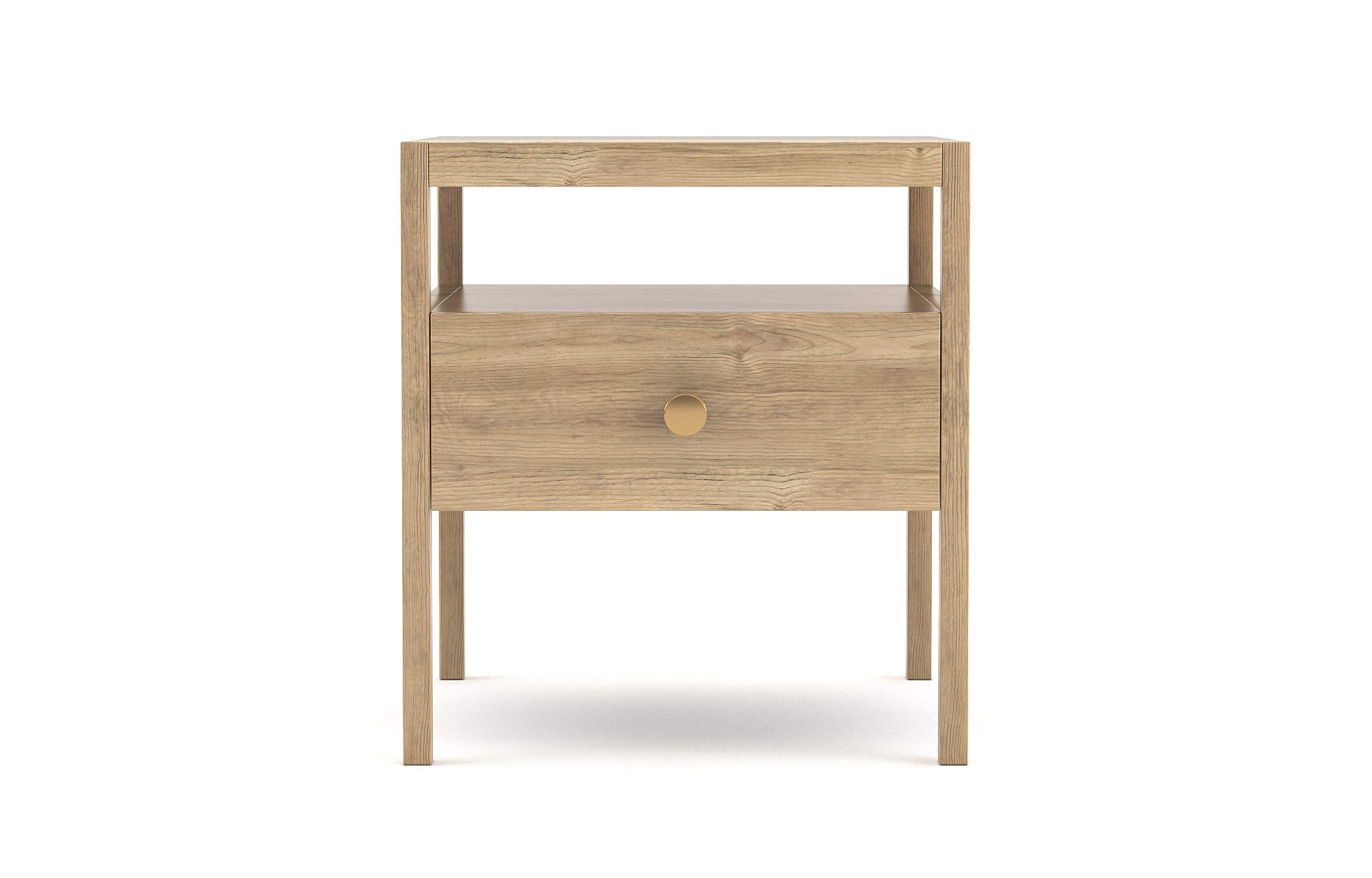 Palder Nightstand in White Oak with Brass Knob