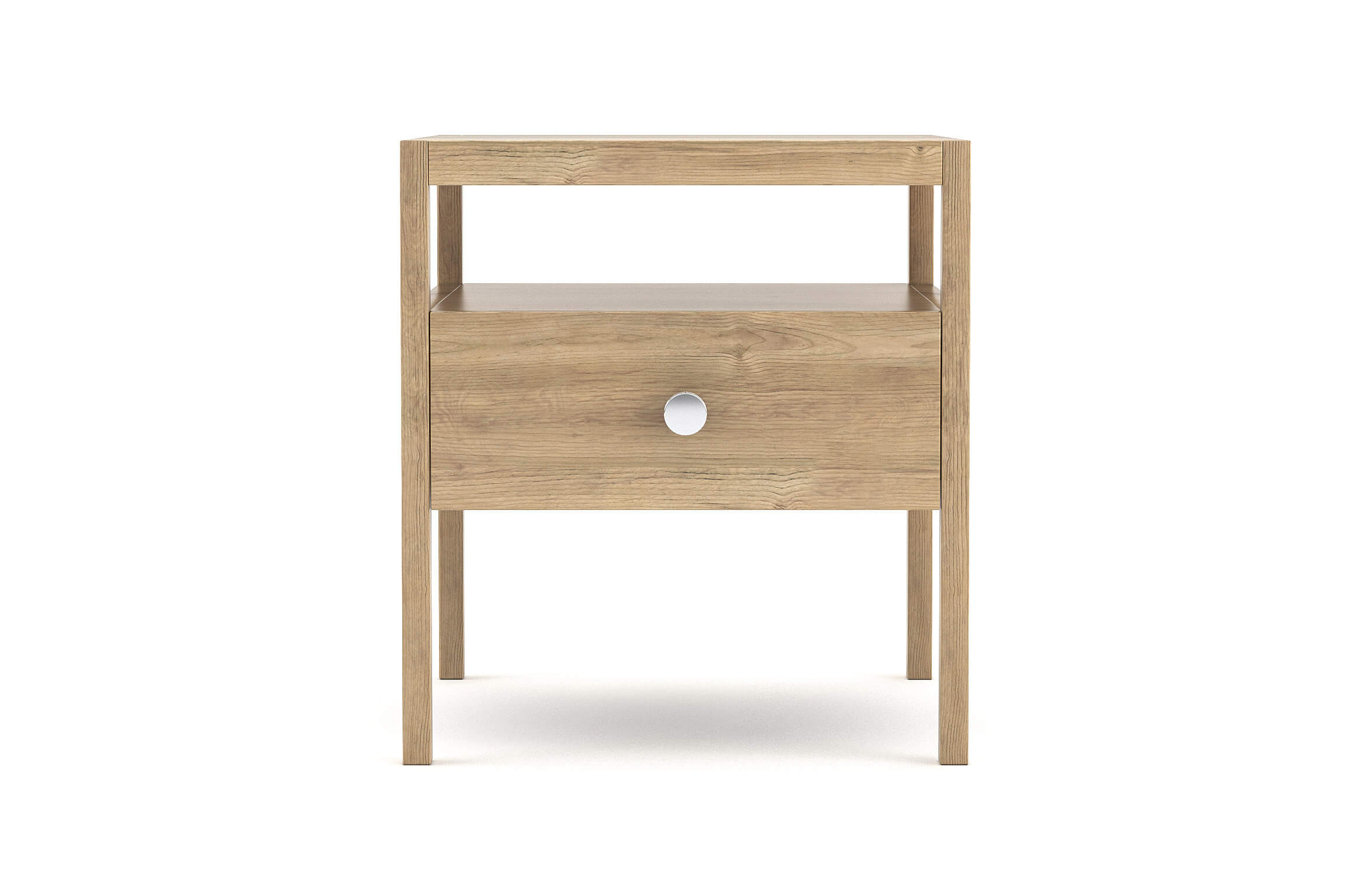 Palder Nightstand in White Oak with Brushed Nickel Knob