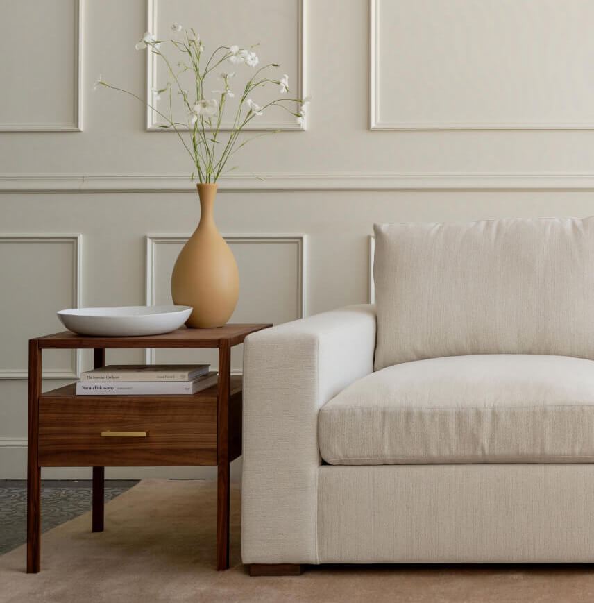 IRL: Rio Plush Chair in Juneberry Porridge fabric