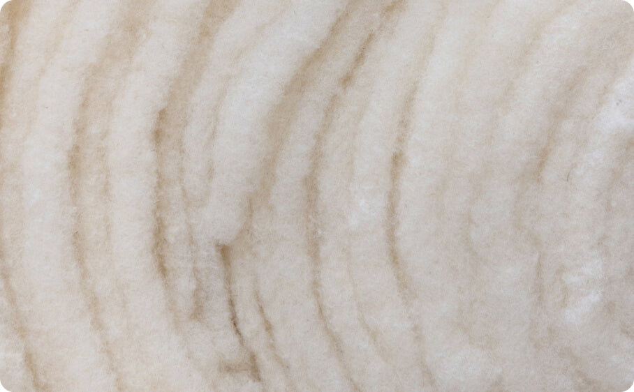 closeup of wool fiber in a roll