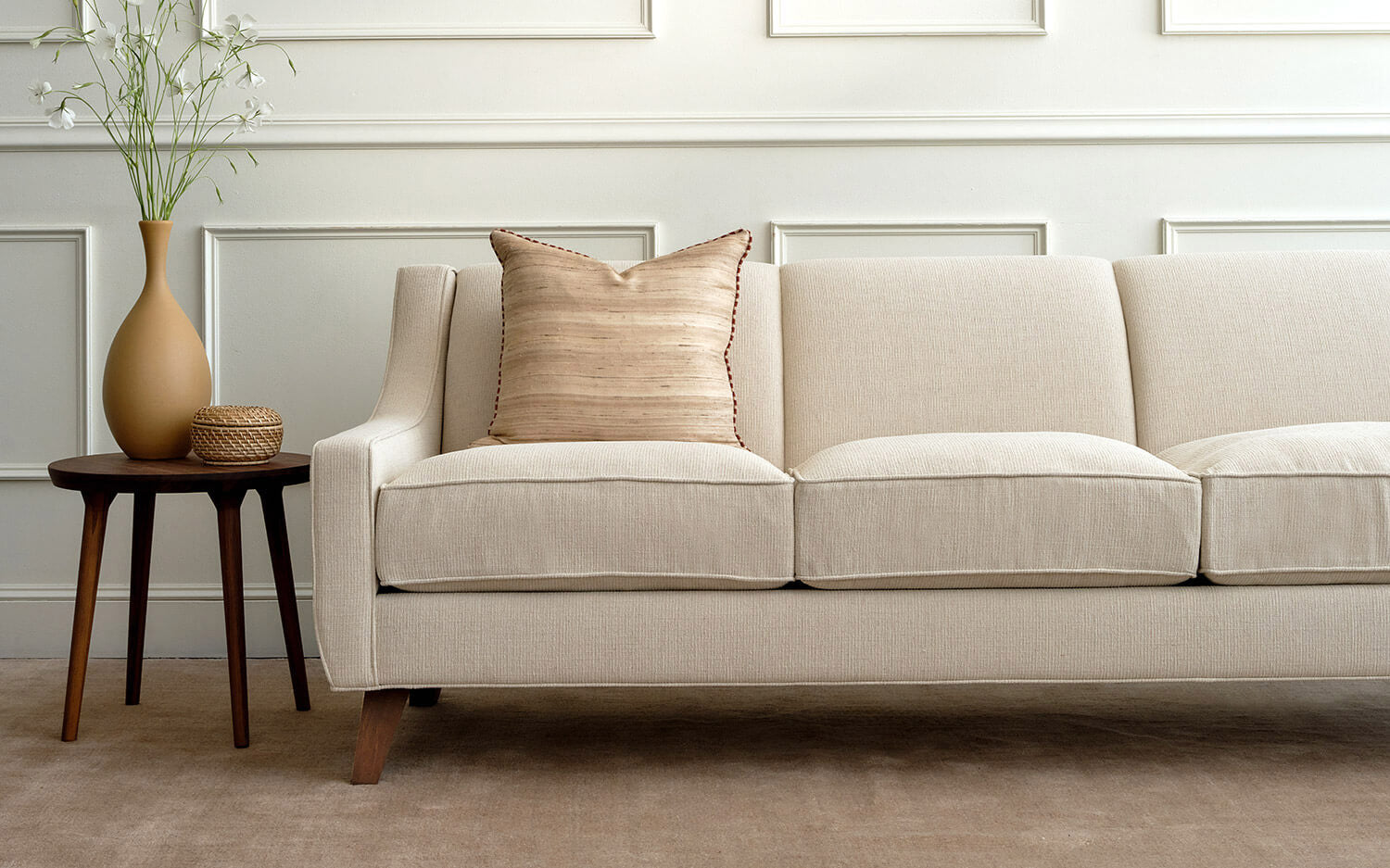 Zavis Sofa shown in Buckbrush Tweed Custard fabric