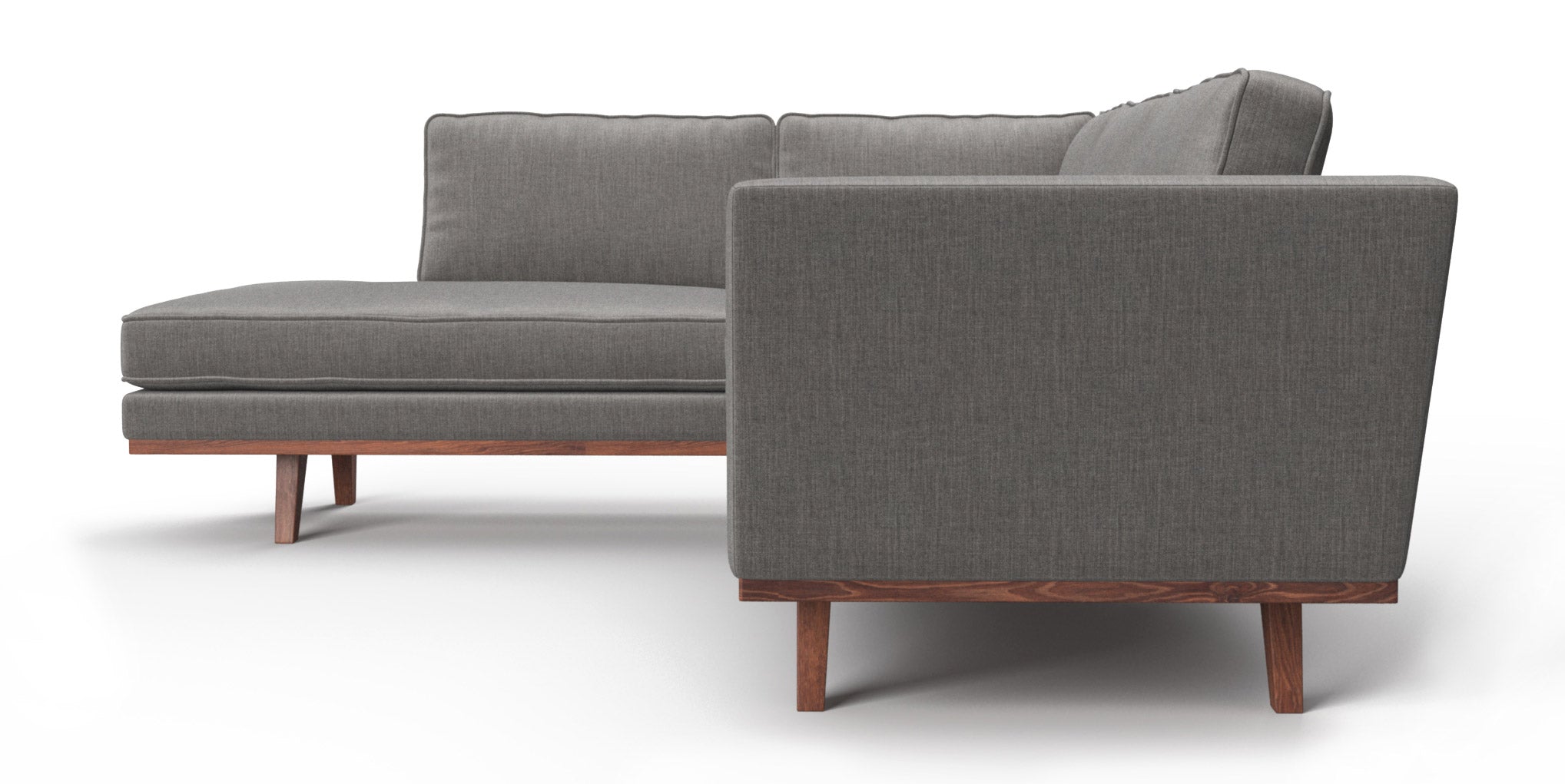 G: Bumper Left Sectional in Smart Aluminum fabric with Walnut base