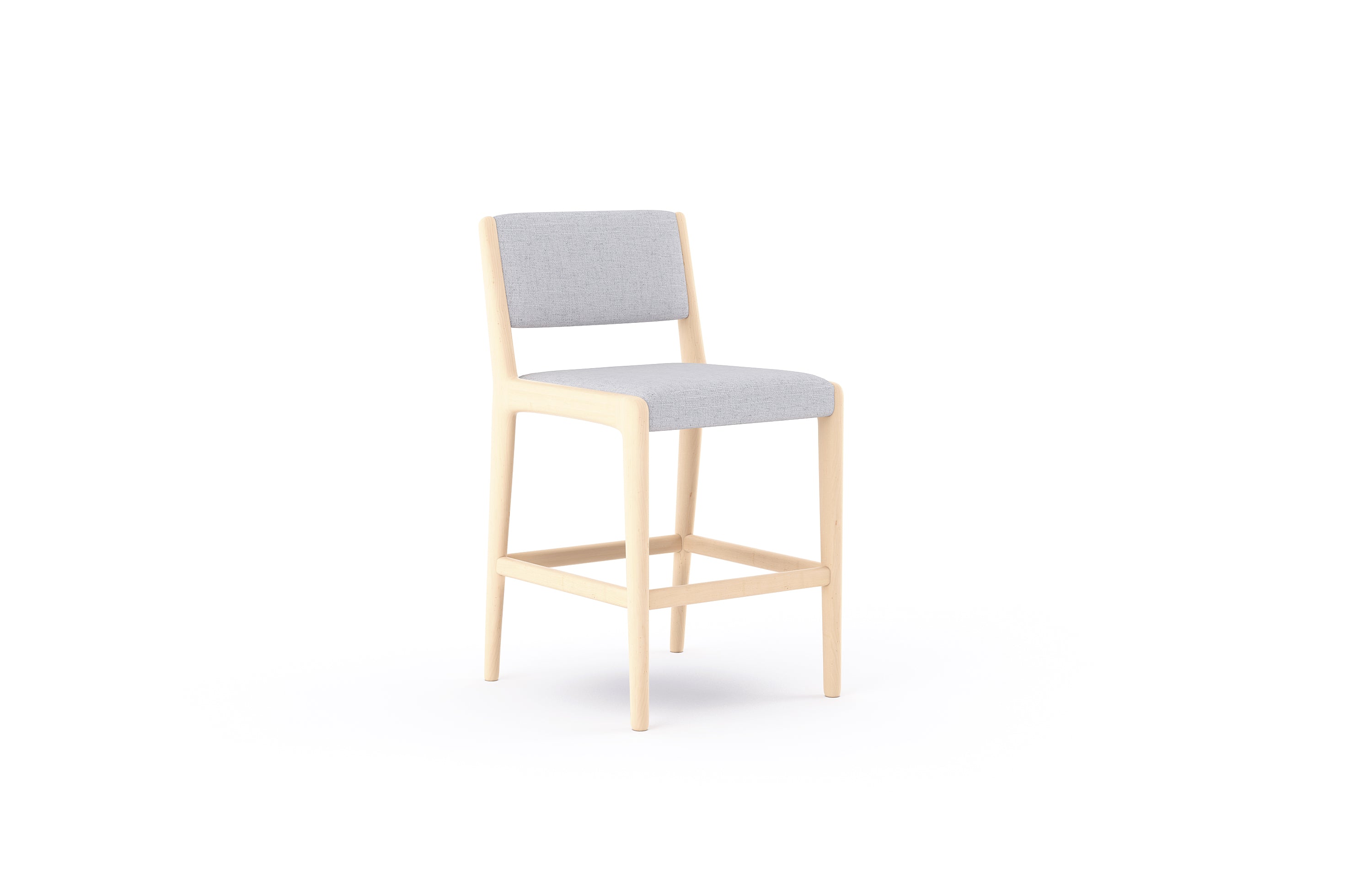 G: Counter Stool shown in Texture Haze fabric and maple frame